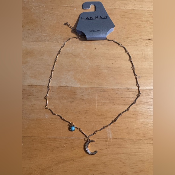 Hannah Brilliance Gold Tone Moon Necklace - Picture 1 of 3